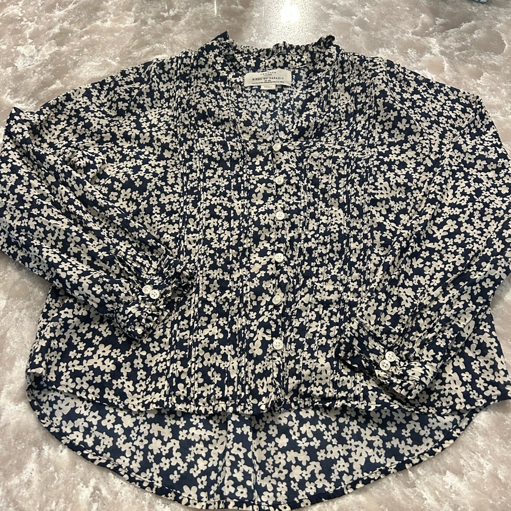 Trovata Floral Navy and White Women's Top